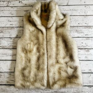 Alberto Makali Faux Fur Suede Vest – Brown, Sleeveless, Sz L, Trendy Boho Style